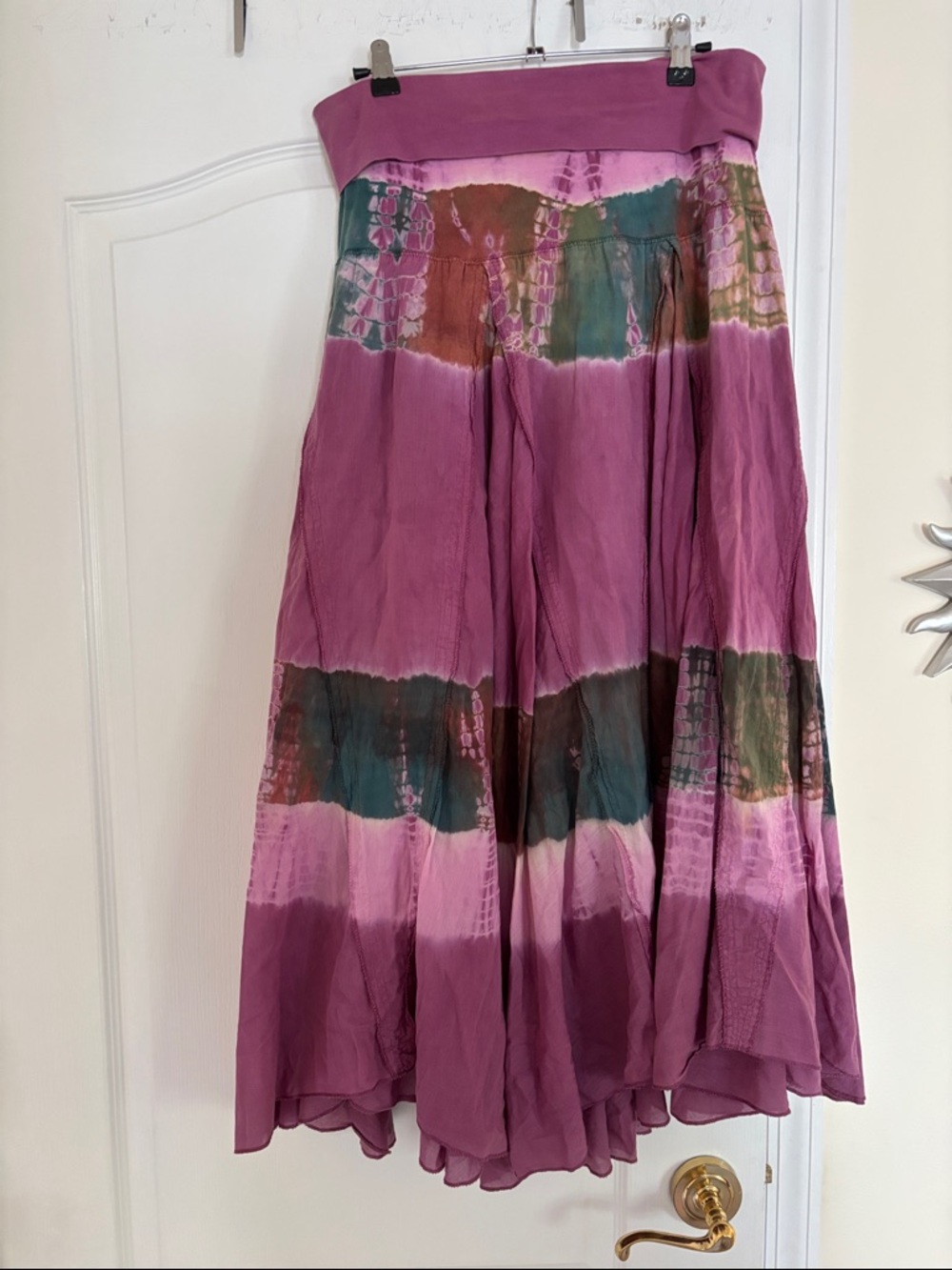 BABA LOS ANGELES LADIES PURPE TIE DYE BOHO MAXI SKIRT-L - Picture 3 of 9